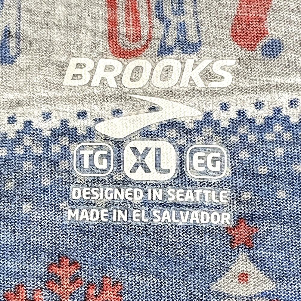 Brooks Blue White Gray Holiday Patterned Long Sleeve Tee - Picture 8 of 8